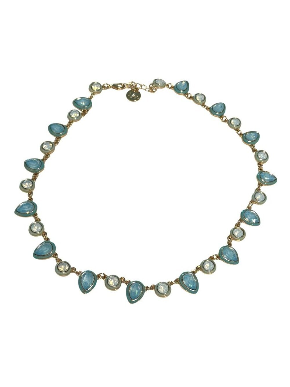 MacRae & Co Gold Necklace With Blue  Teardrop Gems New